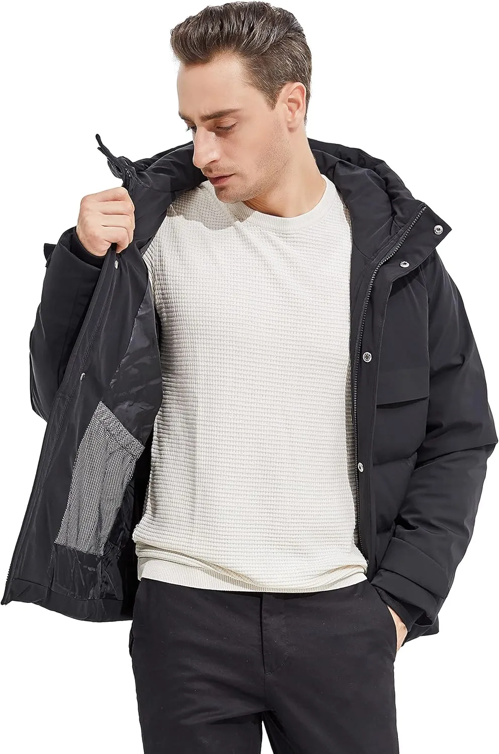 Orolay Men's Down Jacket with Adjustable Hood