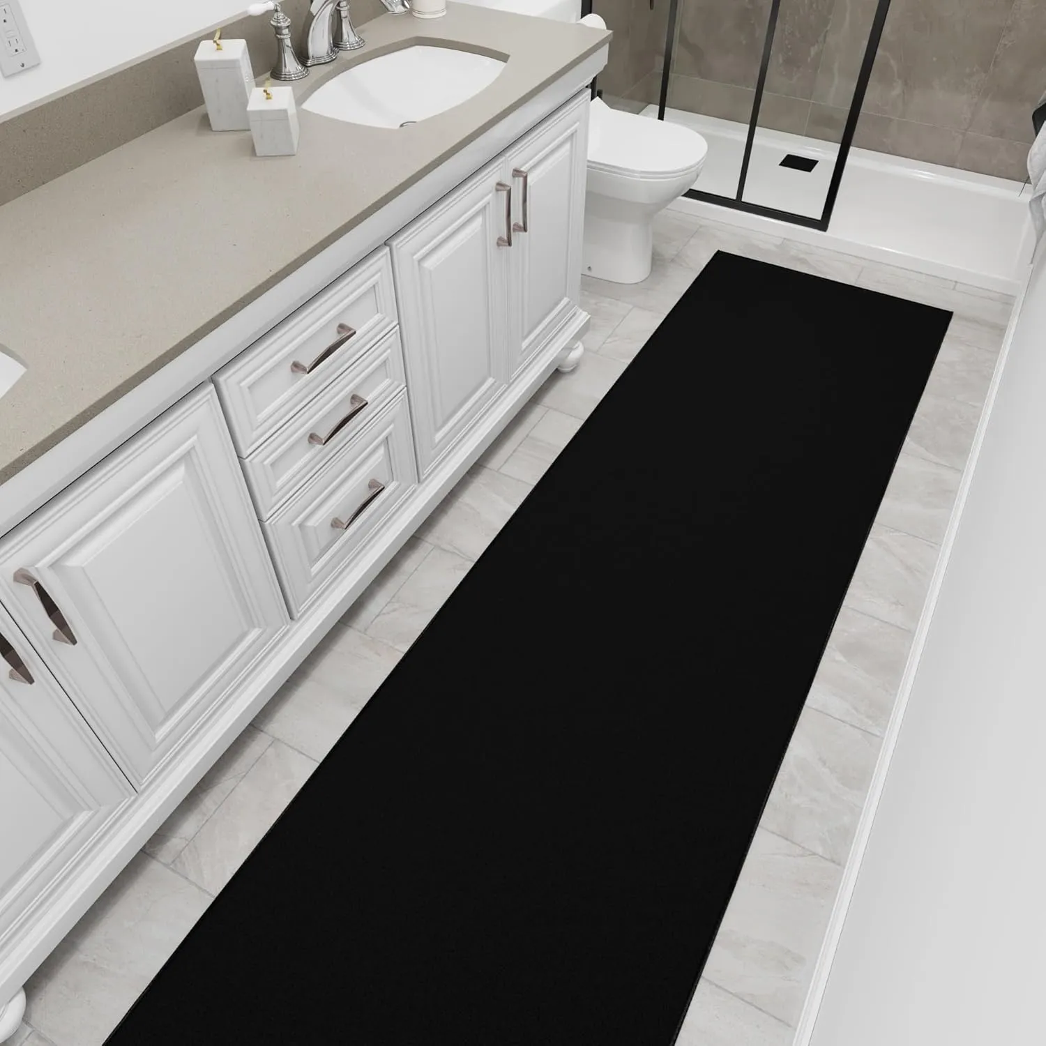 Ottomanson Hallway Runner Rug 2'7" x 9'10" Non Slip Solid Area Rugs Easy to Clean Laundry Rug Runner Durable & Pet Friendly Floor Carpet Runners for Hallways Entryway Living Room Kitchen, Black