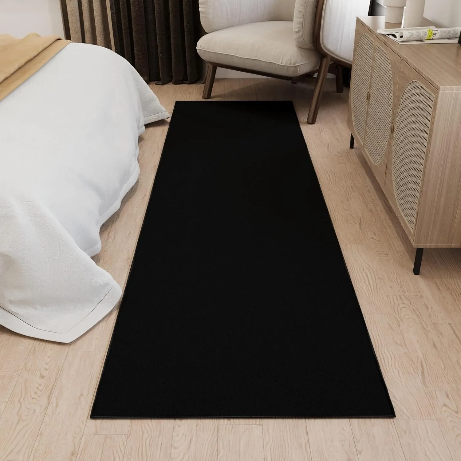 Ottomanson Hallway Runner Rug 2'7" x 9'10" Non Slip Solid Area Rugs Easy to Clean Laundry Rug Runner Durable & Pet Friendly Floor Carpet Runners for Hallways Entryway Living Room Kitchen, Black