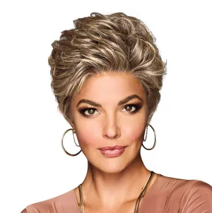 OUT THE DOOR Short And Sassy Boy Cut Wig, Shake and Go Style Designer Series by Hairuwear, Average Cap Size, GF10-22SS Iced Cappuccino