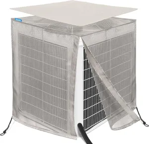 Outdoor Air Conditioner Cover for Outside Units 36"x36"x40", Breathable Mesh AC Unit Cover with Waterproof Top Against Leaves, Weeds, Cottonwood and Debris, Grey
