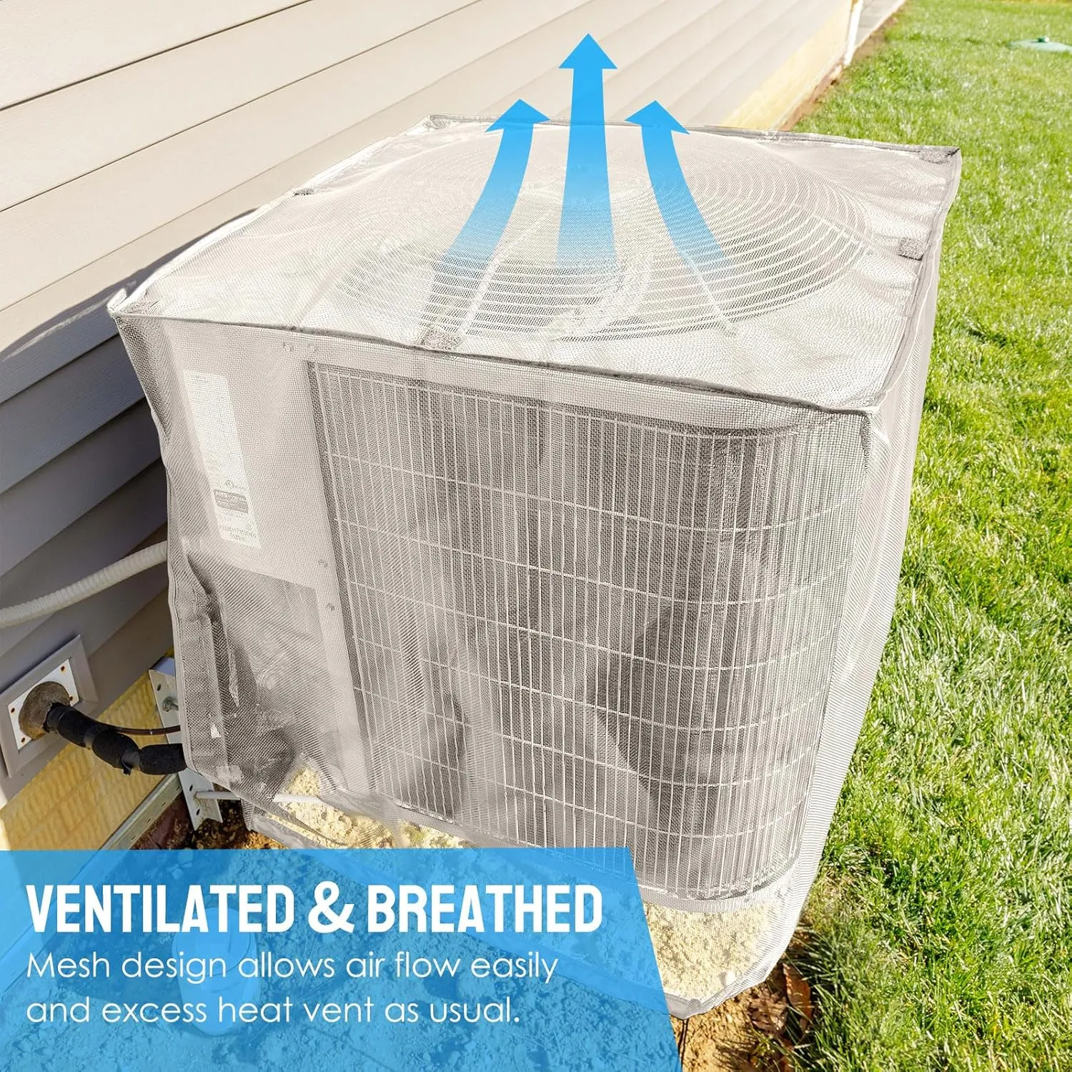 Outdoor Air Conditioner Cover for Outside Units 36"x36"x40", Breathable Mesh AC Unit Cover with Waterproof Top Against Leaves, Weeds, Cottonwood and Debris, Grey