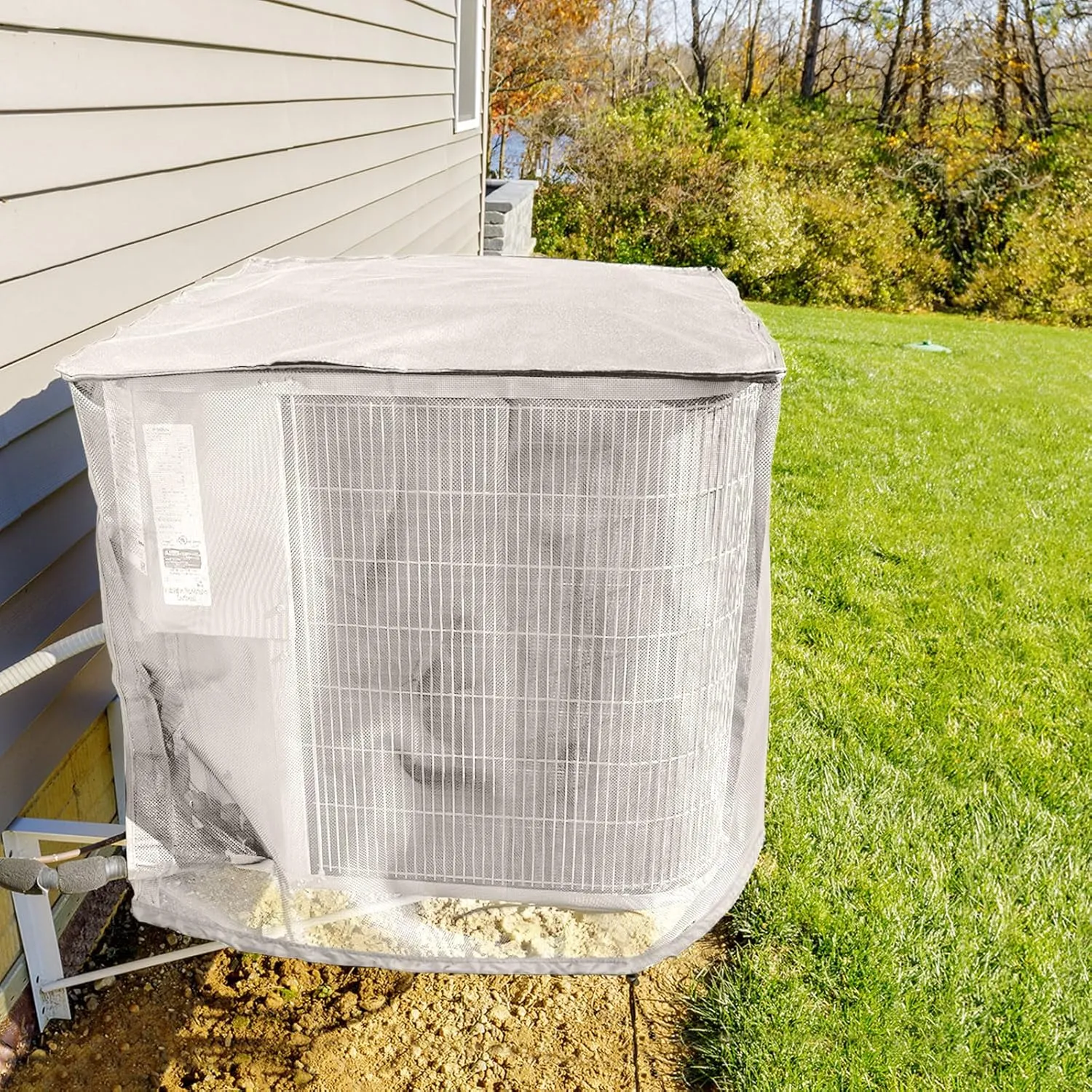 Outdoor Air Conditioner Cover for Outside Units 36"x36"x40", Breathable Mesh AC Unit Cover with Waterproof Top Against Leaves, Weeds, Cottonwood and Debris, Grey