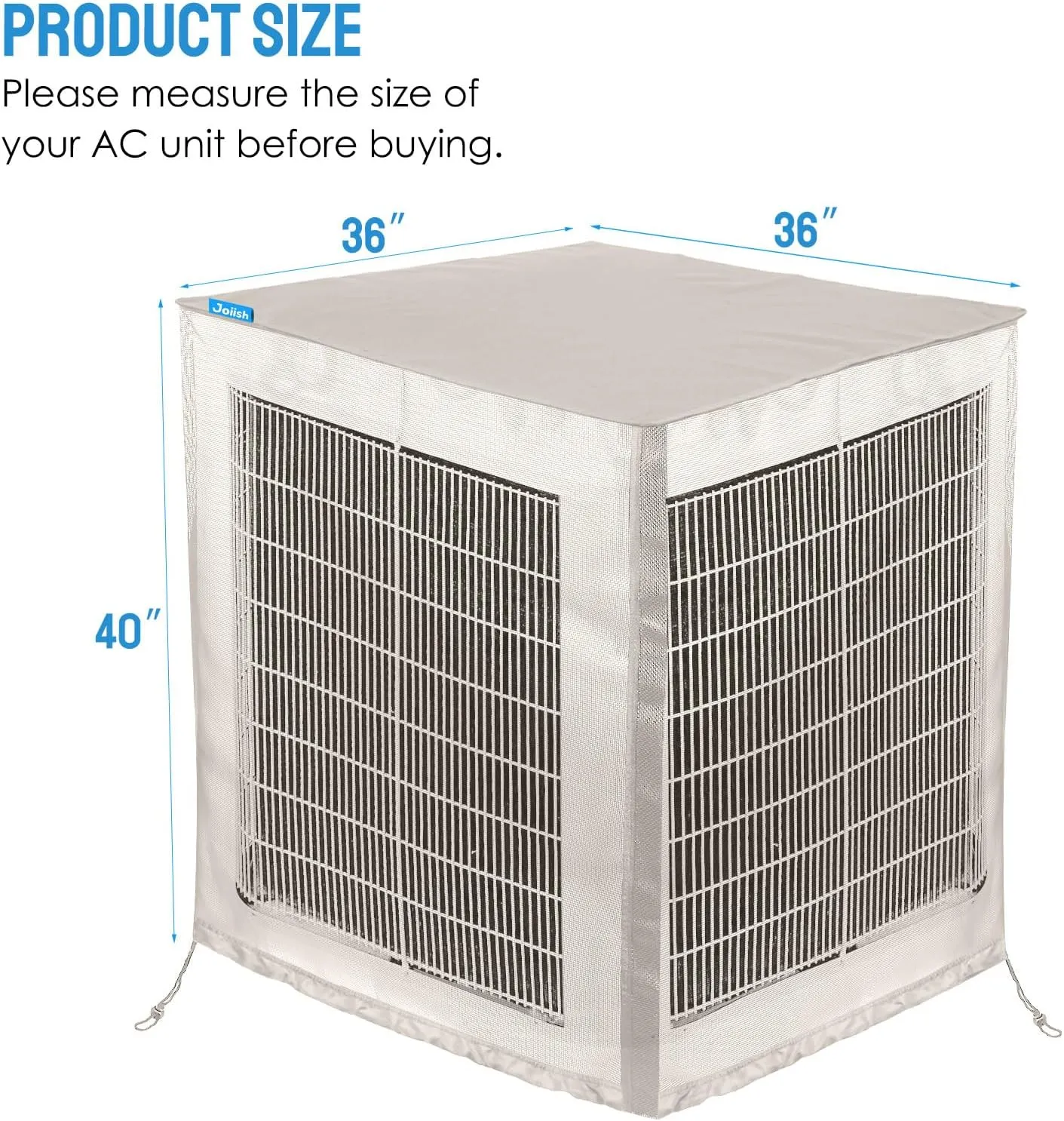 Outdoor Air Conditioner Cover for Outside Units 36"x36"x40", Breathable Mesh AC Unit Cover with Waterproof Top Against Leaves, Weeds, Cottonwood and Debris, Grey