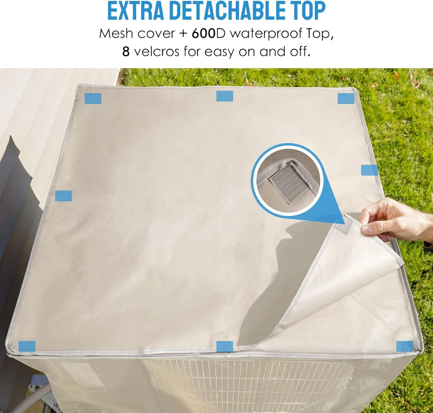Outdoor Air Conditioner Cover for Outside Units 36"x36"x40", Breathable Mesh AC Unit Cover with Waterproof Top Against Leaves, Weeds, Cottonwood and Debris, Grey