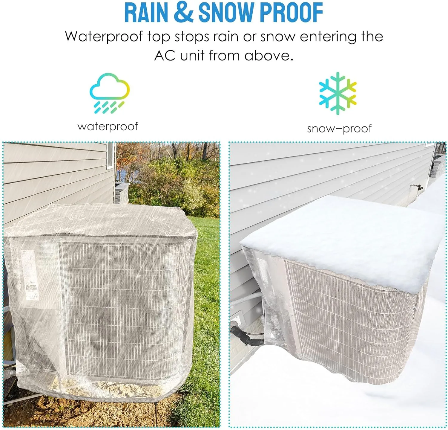 Outdoor Air Conditioner Cover for Outside Units 36"x36"x40", Breathable Mesh AC Unit Cover with Waterproof Top Against Leaves, Weeds, Cottonwood and Debris, Grey