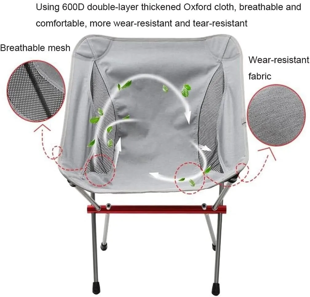 Outdoor Beach Backpack Chair, Compact Folding Chair with High-Back Design, Breathable Mesh, Portable and Lightweight for Camping, Beach, Picnic (Gray, Size: Large)(Grey,102 * 48 * 92CM)