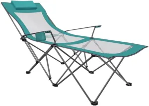 Outdoor Camp Chairs, Portable Camping Chair with Footrest Mesh Backrest Folding Reclining Lunch Break Bed Sitting Lying Dual-Purpose Beach Seat Lawn Chairs Adults(B)