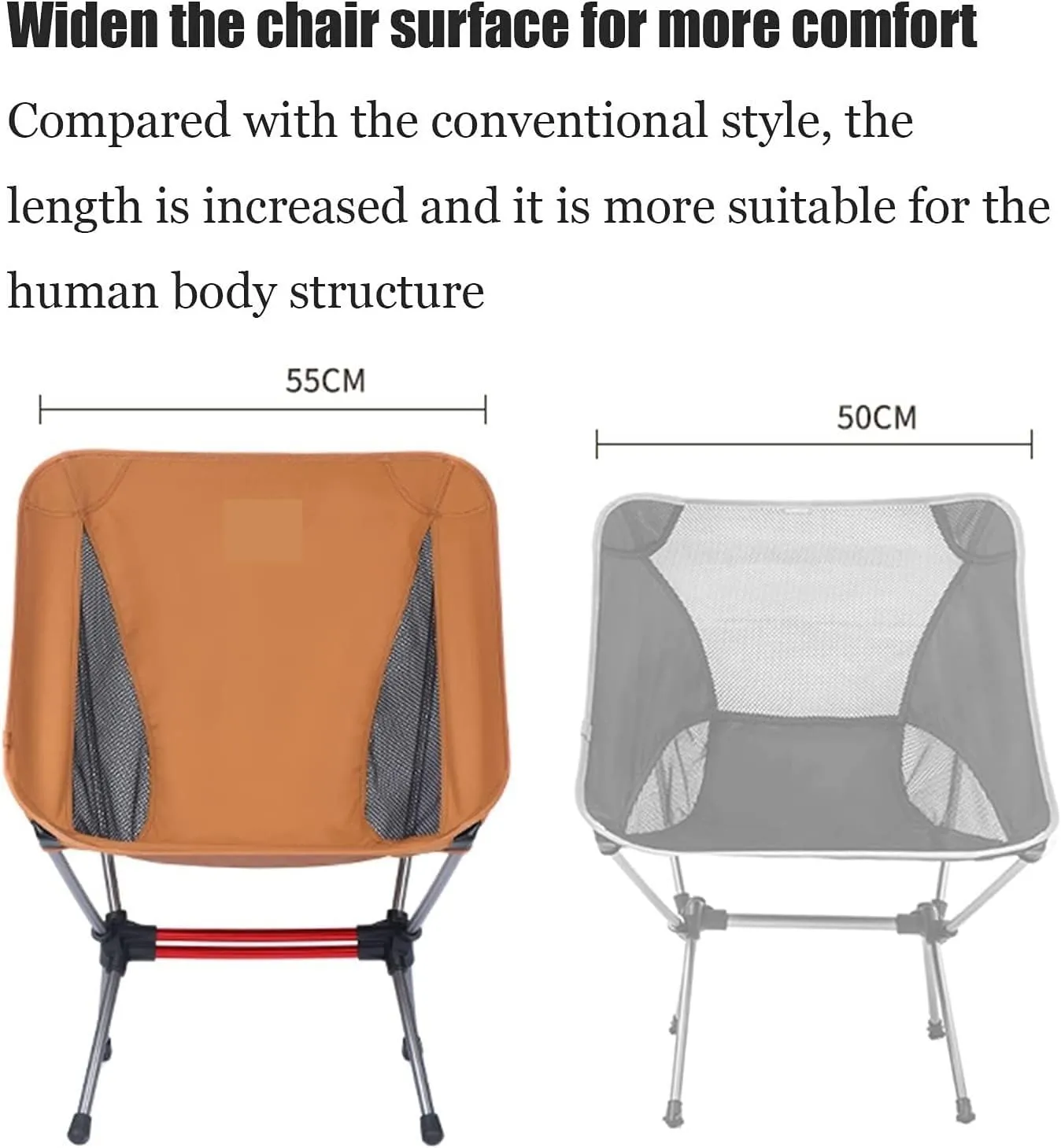 Outdoor Camp Chairs, Ultralight Backpack Camping Chair Travel Hiking Foldable Portable Outdoor Beach Backpack Seat, Breathable Double-Sided Mesh Lawn Chairs Adults(Orange,41 * 31 * 71cm)