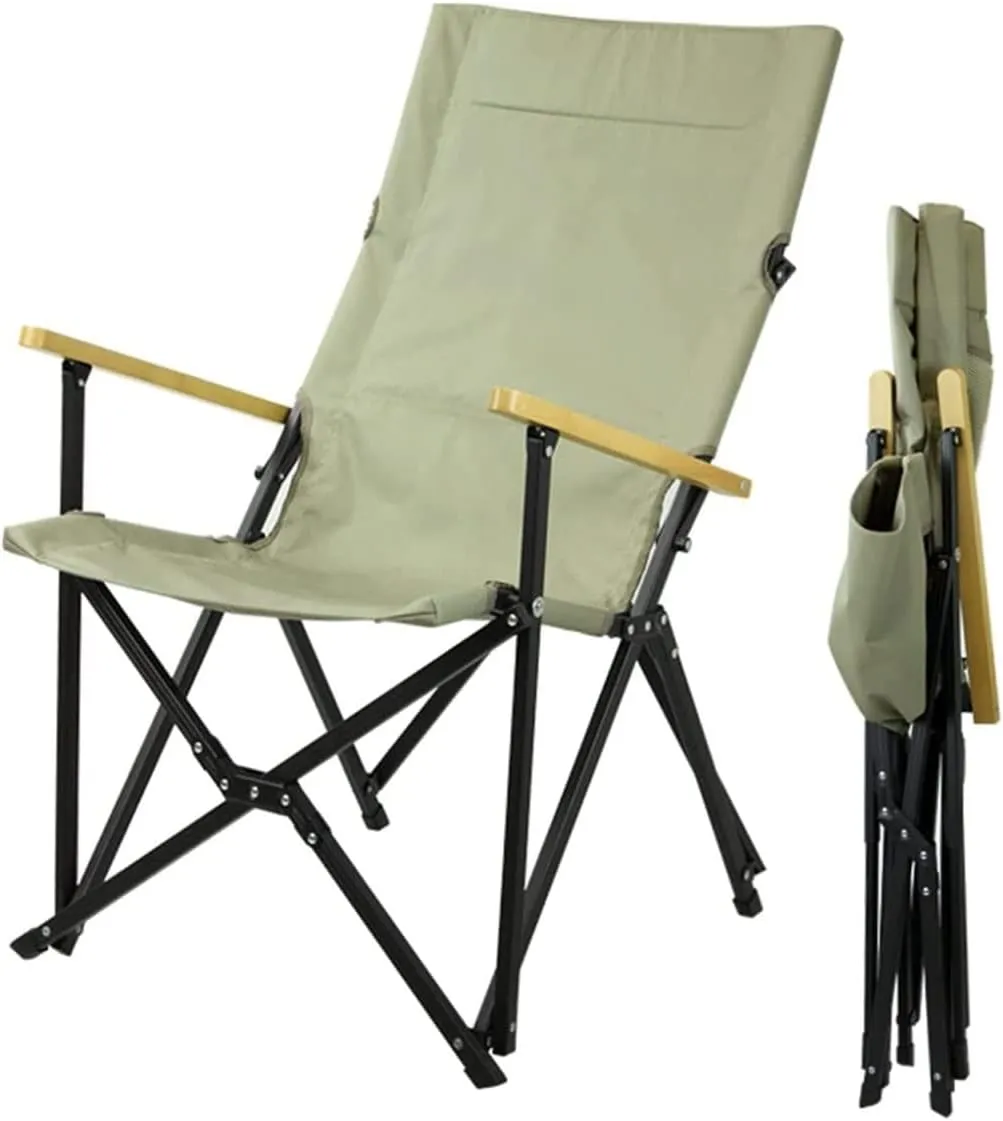 Outdoor Camping Chair Beach Chair with Wooden Armrest Outdoor Camping Leisure Seat Aluminum Folding Recliner Chair for Hiking Fishing Lawn Chairs plia