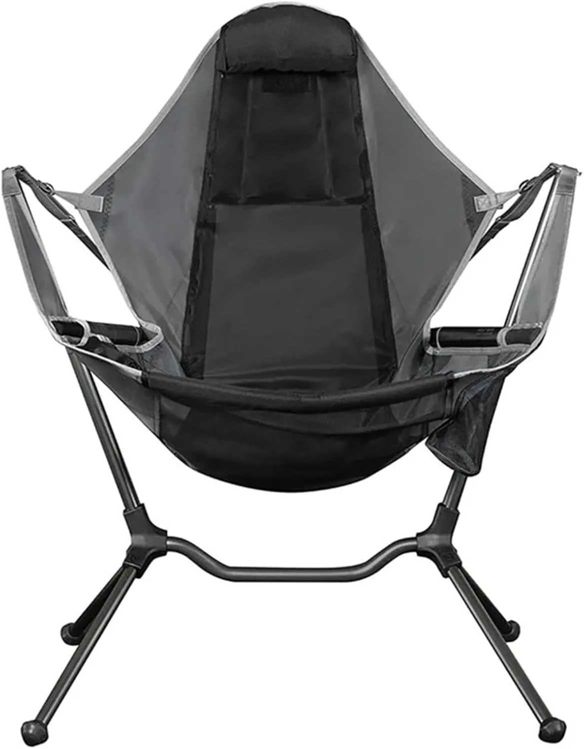 Outdoor Folding Rocking Chair with Footstool Can Adjustable Deck Armchair Portable Reclining Luxury Chair Camping Fishing Beach(Gray)