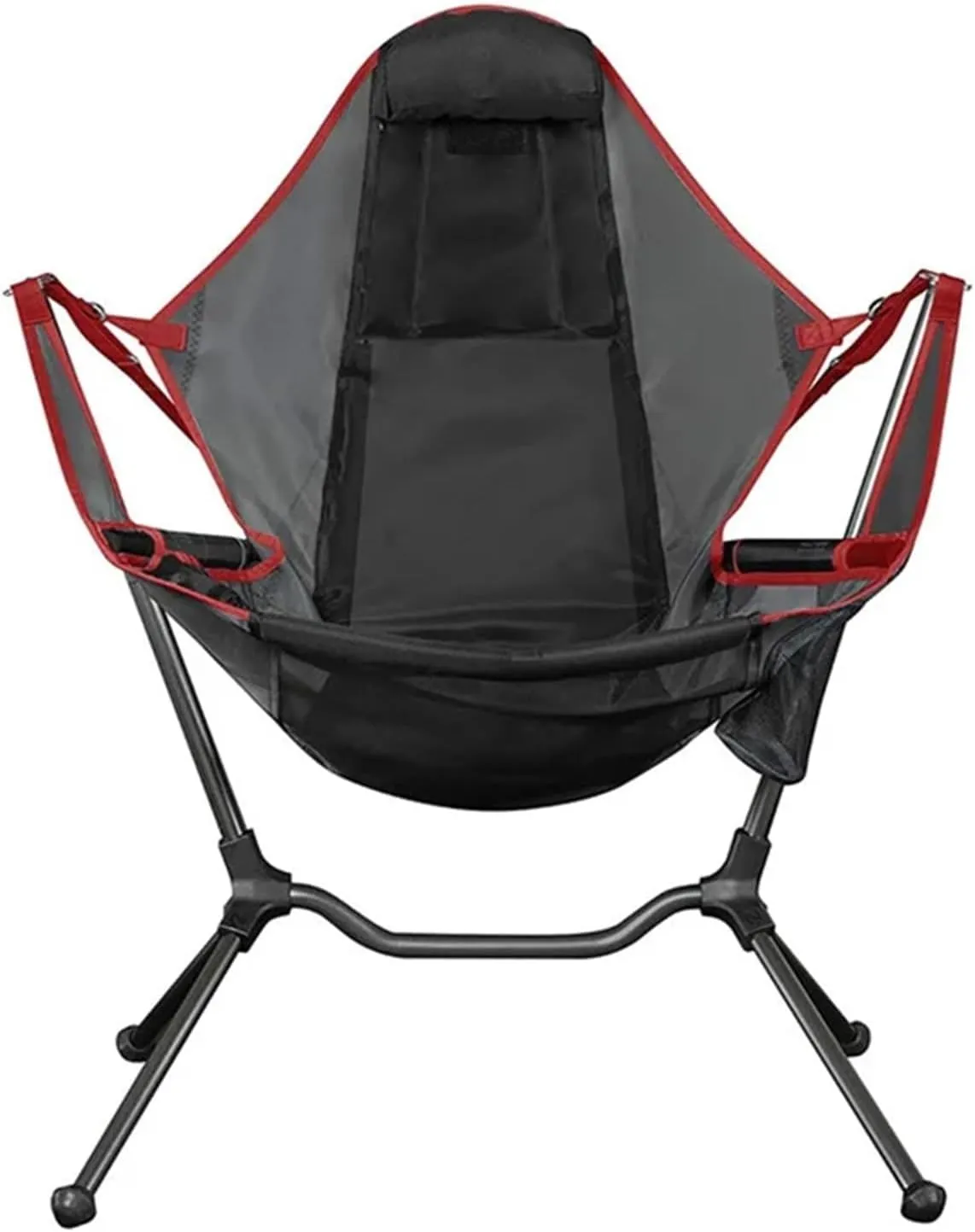 Outdoor Folding Rocking Chair with Footstool Can Adjustable Deck Armchair Portable Reclining Luxury Chair Camping Fishing Beach(Gray)