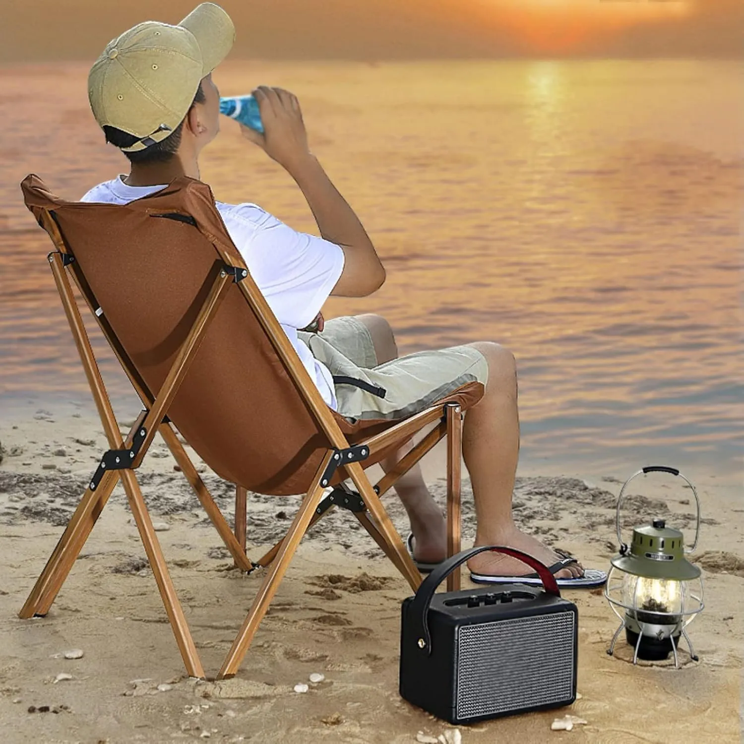 Outdoor Portable Garden Chair, Recliner Garden Chairs, Portable Camping Chair ,Aircraft Aluminium   Oxford Cloth, For Outdoor Camp, Travel, Beach, Picnic, Hiking,2 Pieces Coffee Outdoor Folding Chair