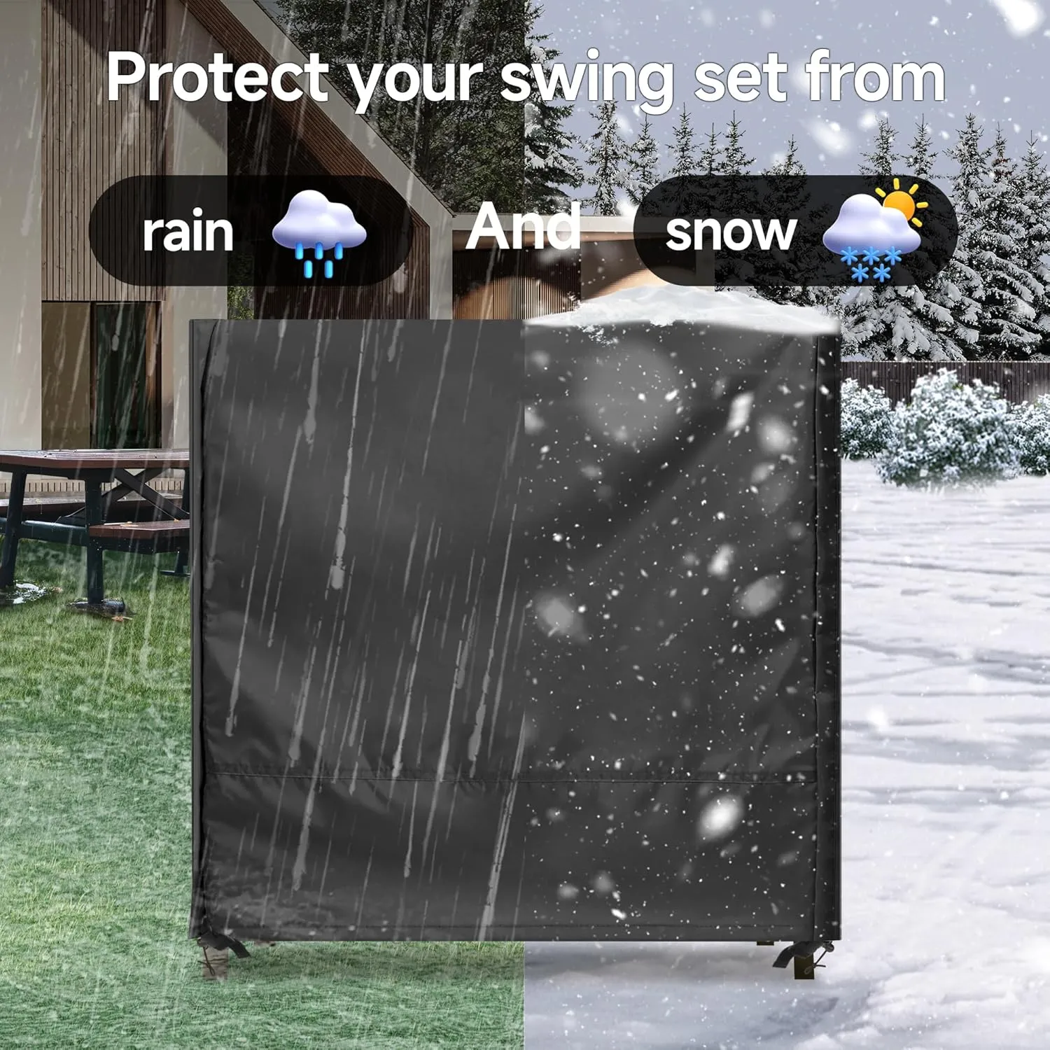 Outdoor Swing Cover for 2 Seater Patio, 65" L x 50" D x 66" H, Waterproof Porch Canopy Cover, Windproof UV Resistant All Weather Protector - Black