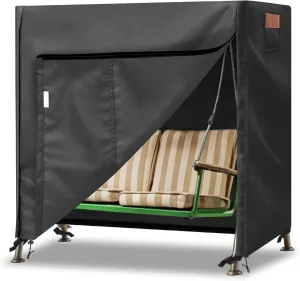 Outdoor Swing Cover for 2 Seater Patio, 65" L x 50" D x 66" H, Waterproof Porch Canopy Cover, Windproof UV Resistant All Weather Protector - Black