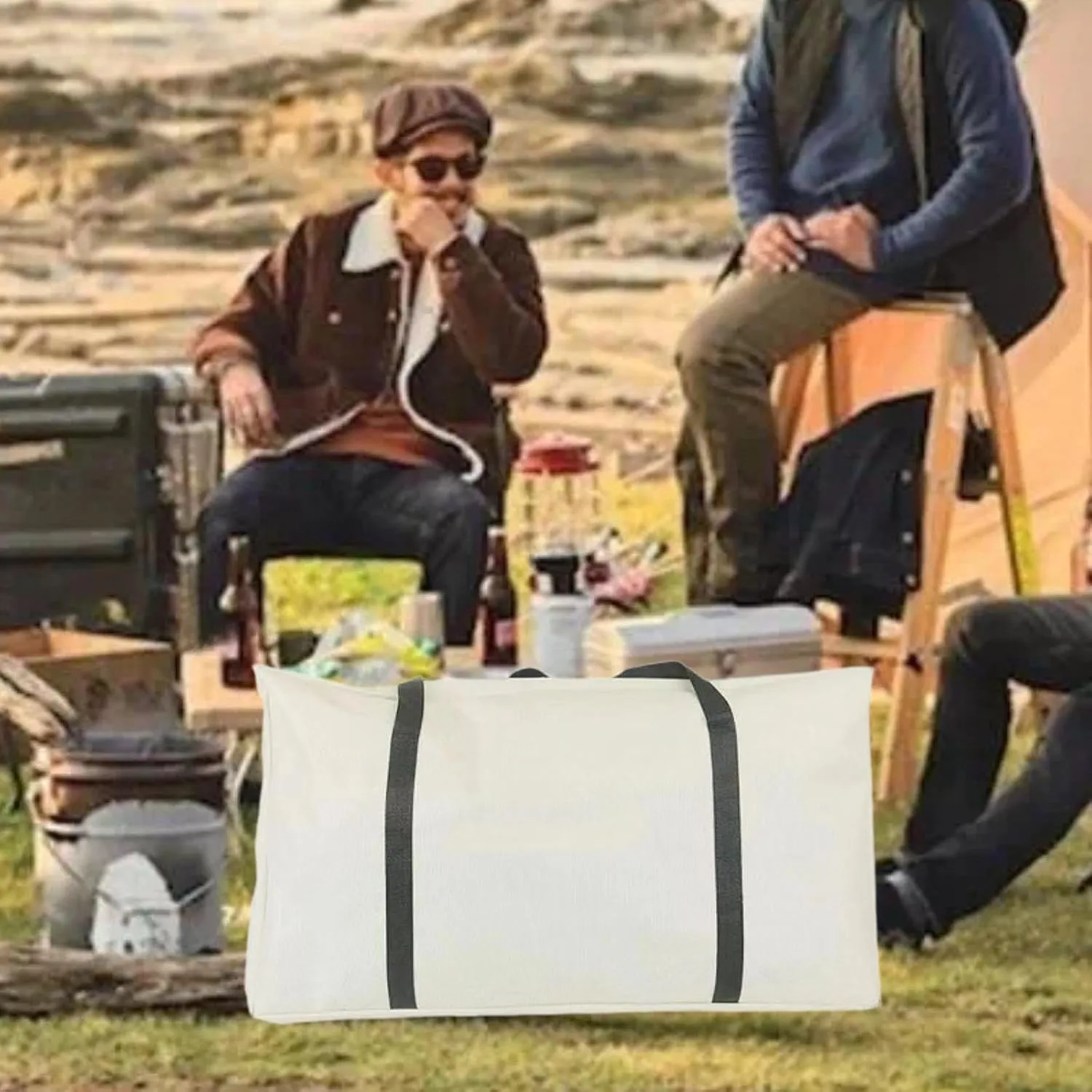 Outdoor Travel Duffel Bag Folding Table Chair Handbag Storage with Zipper Picnics Equipment Organizer for Garden BBQ Backyard, L