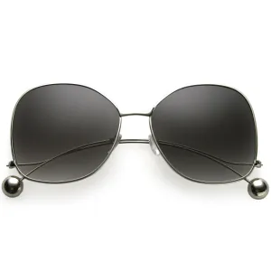 Oversize Women's Flat Lens Butterfly Metal Sunglasses C211