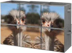 Oxford Cloth Folding Storage Box,Cute Ostrich Print Small Folding Storage Box,stackable Storage Box