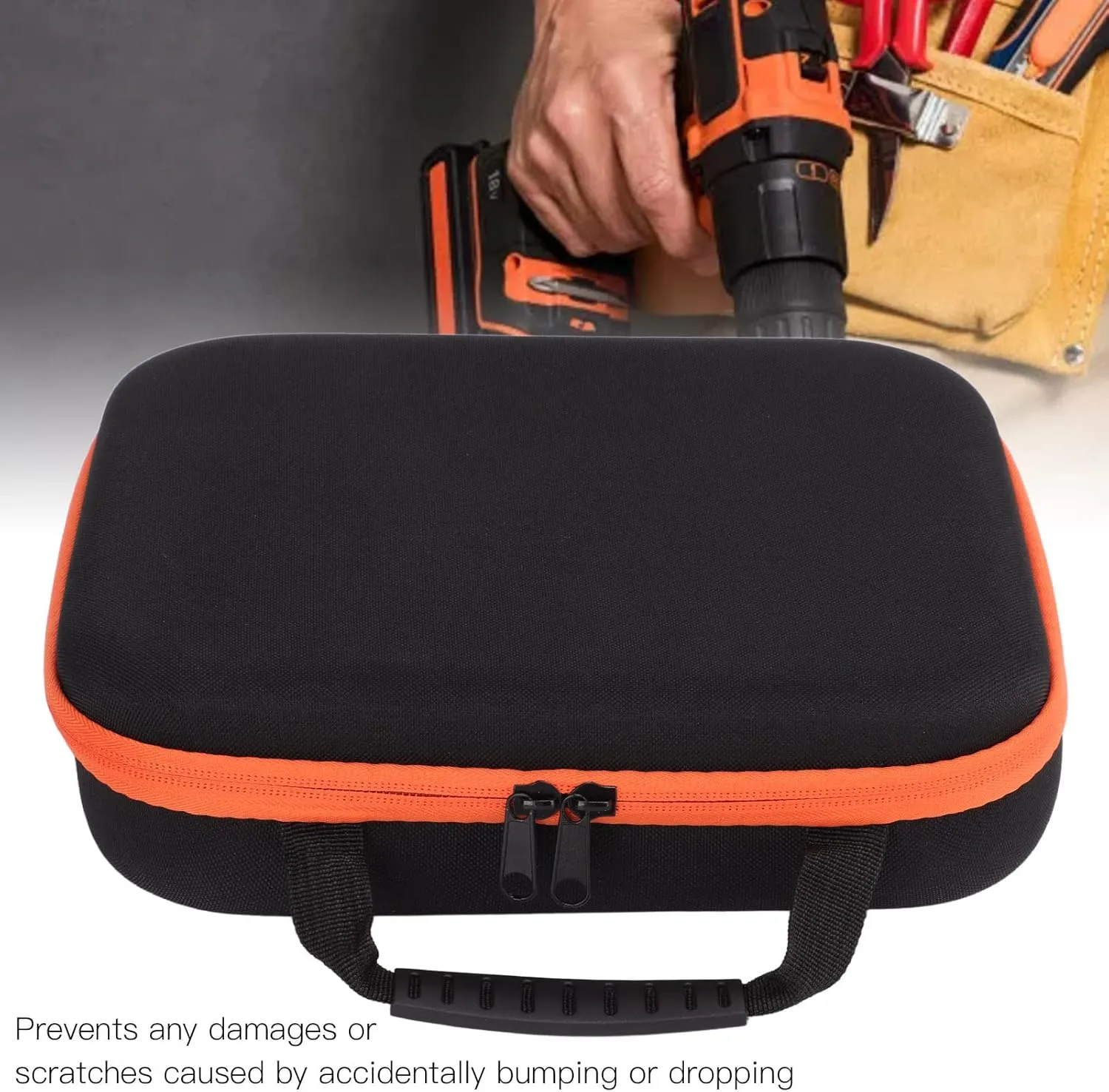 Oxford Tool Pouch, Protable Storage Case with Handle, Tear Resistant, Durable Fabric Bag Tool Accessory for Electric Drill, Electric Grinder, Screw(Short)