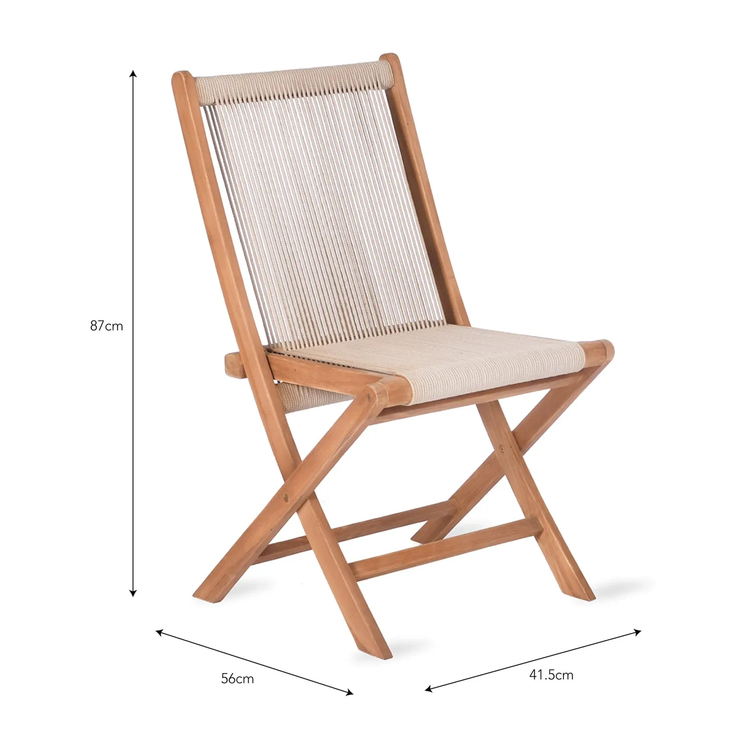 Pair of Carrick Outdoor Foldable Chairs Teak and Poly Rope