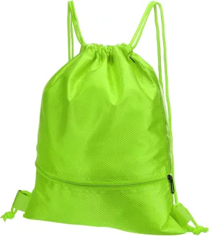 PATIKIL Drawstring Backpack Bag, Drawstring Gym Bags String Backpack with Zip Pocket for Women Men, Green