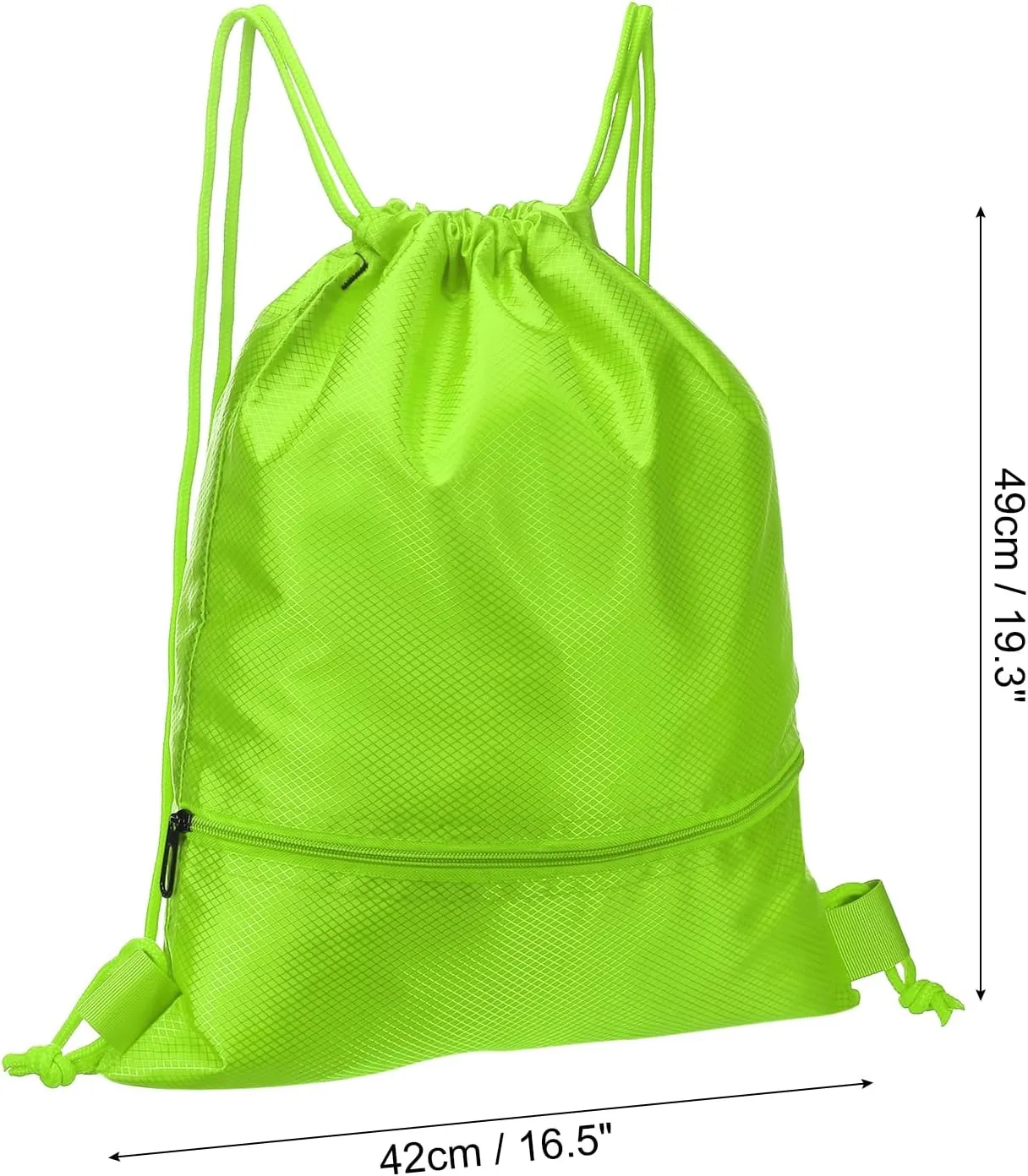 PATIKIL Drawstring Backpack Bag, Drawstring Gym Bags String Backpack with Zip Pocket for Women Men, Green