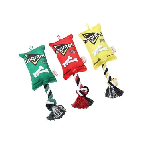 Paws and Claws - Pet/Dog 38cm Dogritos Snacks Oxford Tugger Toy w/ Rope Assorted - 2PK