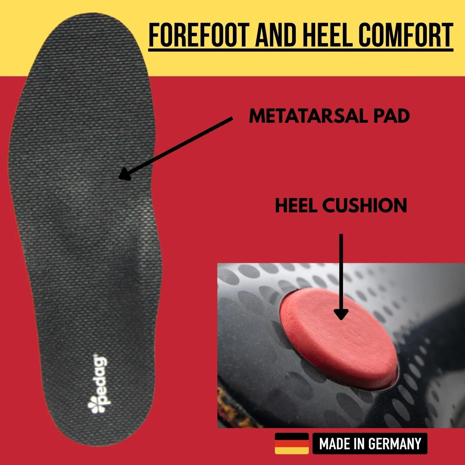Pedag Plantar Fasciitis | German Made | Arch Support Orthotic Insoles Inserts for Men and Women | Heat Moldable Shoe Inserts | Medium and High Arch | Foot Pain Relief | Anti Odor | Men US 15/ EU 48