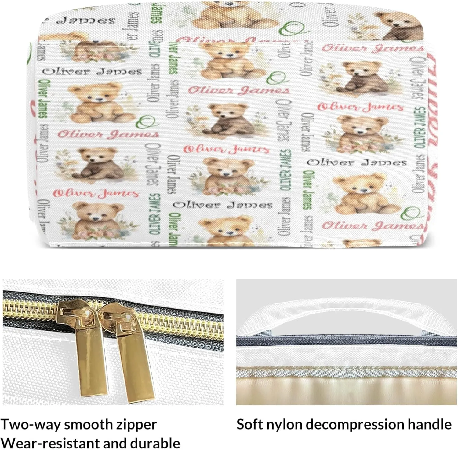 Personalized Diaper Backpack with Name, Custom Bear Baby Backpack Diaper Bag, Boy Girl Multifunctional Mommy Bag