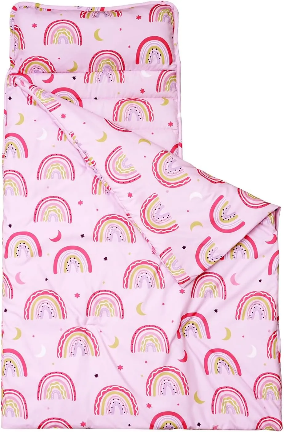 PHF Rainbow Toddler Nap Mat Set, with Removable Pillow for Toddler Girls, Soft and Lightweight for Daycare, Preschool, Travel, Kindergarten Sleeping Bag, Fits Ages 3-6 Years, Rainbow
