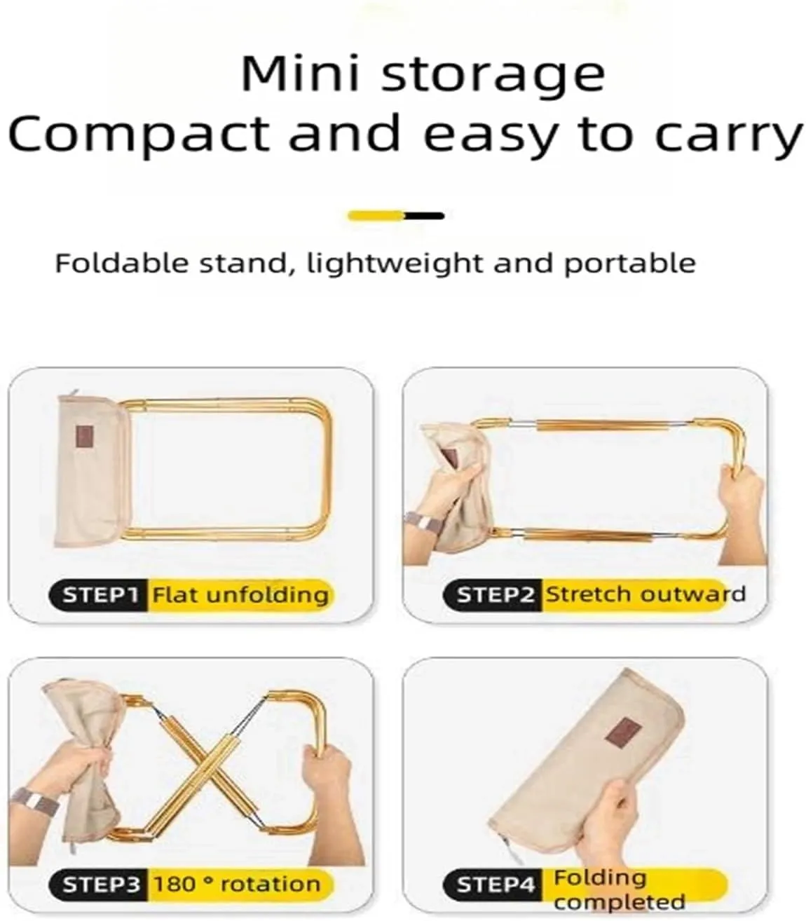 Pocket Handbag Stool，Pencil Bag Folding Stool for Sketching, Camping, Horse Tying, Fishing, Tourism, Leisure, Outdoor Small Stool(Khaki,Large)