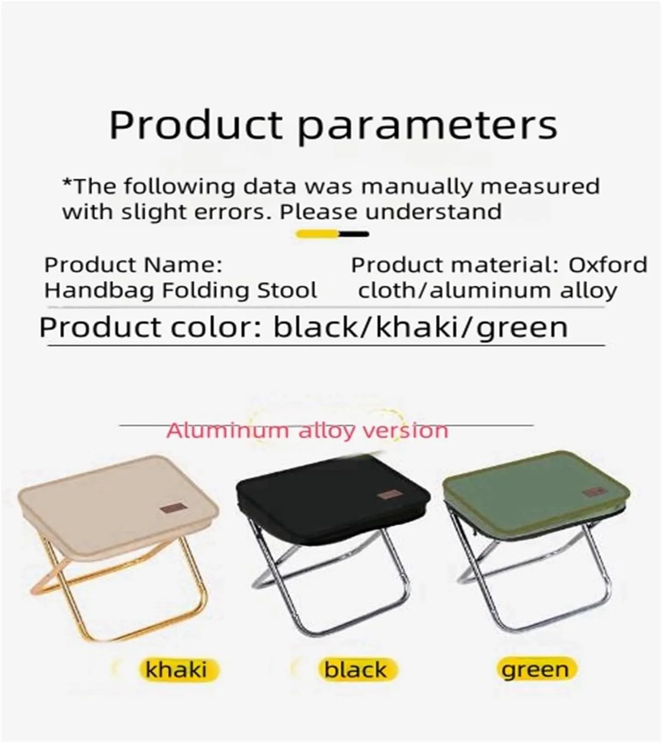 Pocket Handbag Stool，Pencil Bag Folding Stool for Sketching, Camping, Horse Tying, Fishing, Tourism, Leisure, Outdoor Small Stool(Khaki,Large)