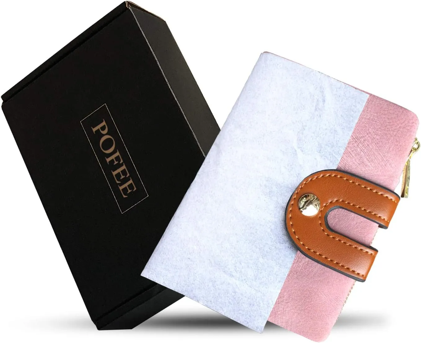 PofeeXIO Womens Wallets Small Rfid Ladies Bifold Wallet With Zipper Coin Pocket,Mini Purse Soft Compact Thin (Pink)