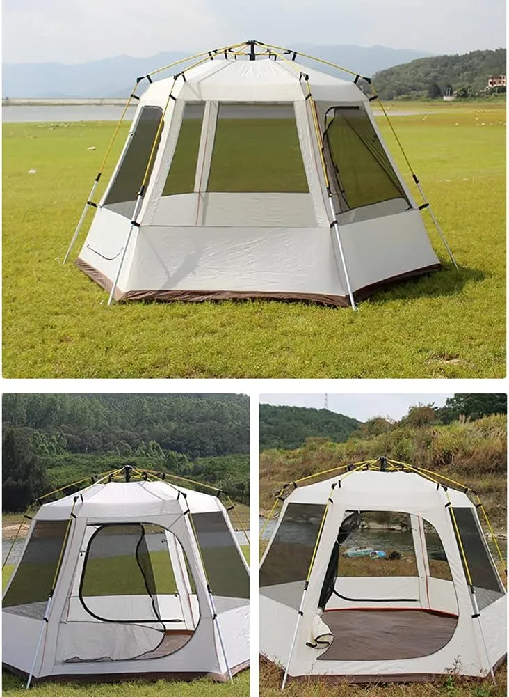 Pop Up Tent 3-8 Person Beach Tent Sun Shelter Outdoor Camping Family Tent Instant Tent Easy Set Up for Outdoor Hiking Fishing (Brown 5) (Brown 5)