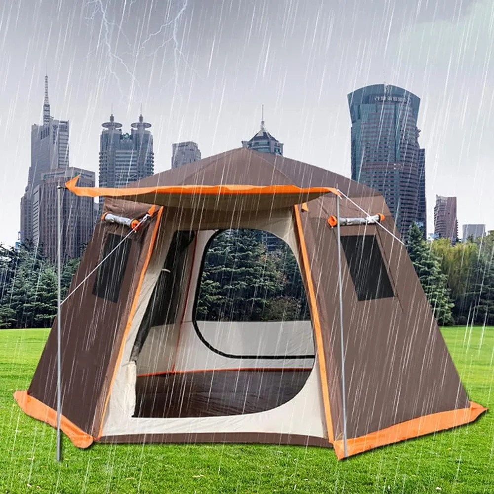 Pop Up Tent 3-8 Person Beach Tent Sun Shelter Outdoor Camping Family Tent Instant Tent Easy Set Up for Outdoor Hiking Fishing (Brown 5) (Brown 5)
