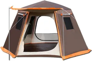 Pop Up Tent 3-8 Person Beach Tent Sun Shelter Outdoor Camping Family Tent Instant Tent Easy Set Up for Outdoor Hiking Fishing (Brown 5) (Brown 5)