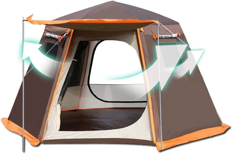 Pop Up Tent 3-8 Person Beach Tent Sun Shelter Outdoor Camping Family Tent Instant Tent Easy Set Up for Outdoor Hiking Fishing (Brown 5) (Brown 5)