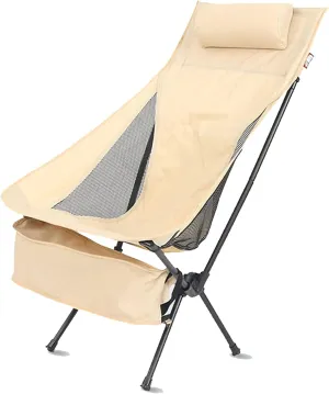 Portable Camping Chair Outdoor Folding Deck Chairs with Headrest, High-Back Fishing Casual Rocking for Sports Picnic Beach Hiking