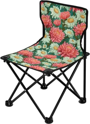Portable Camping Chairs Flowers Floral Red White Lightweight Folding Chair for Camping, Beach, Picnic, Travel and Sports with Carry Bag 20849953