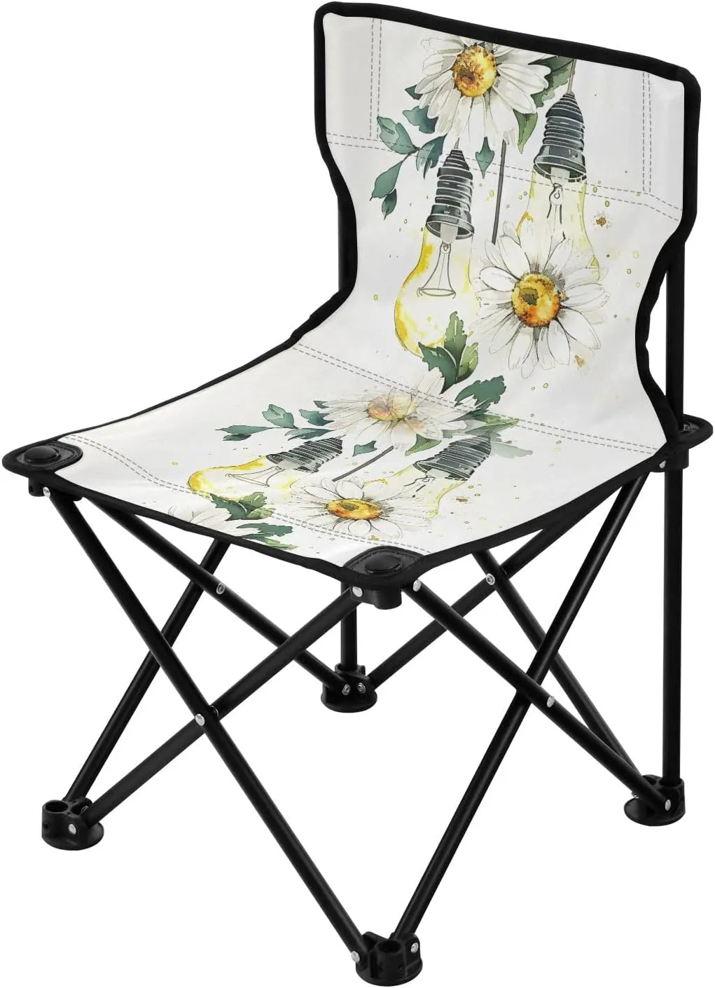 Portable Camping Folding Chairs Foldable Chair Small Daisy Lightbulb Watercolor Lightweight Backpacking Outdoor Outside Fishing