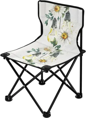 Portable Camping Folding Chairs Foldable Chair Small Daisy Lightbulb Watercolor Lightweight Backpacking Outdoor Outside Fishing