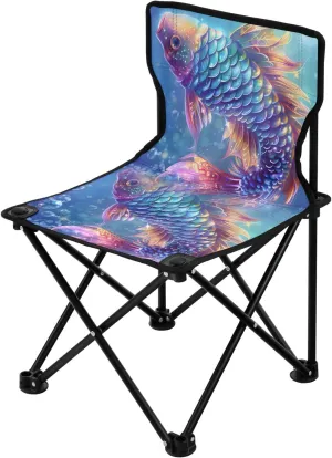 Portable Camping Folding Chairs Foldable Chair Small Sparkling Fish Scales Lightweight Backpacking Outdoor Outside Fishing