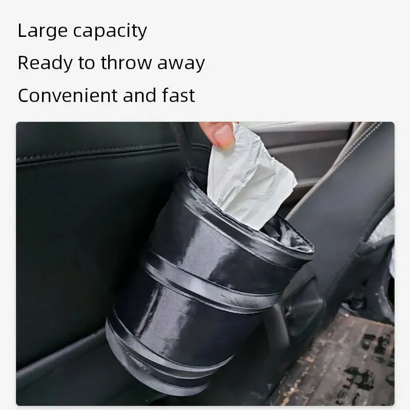 Portable Car Trash can Durable Foldable Hanging Storage Bag for Chair Back Oxford Cloth 1pc