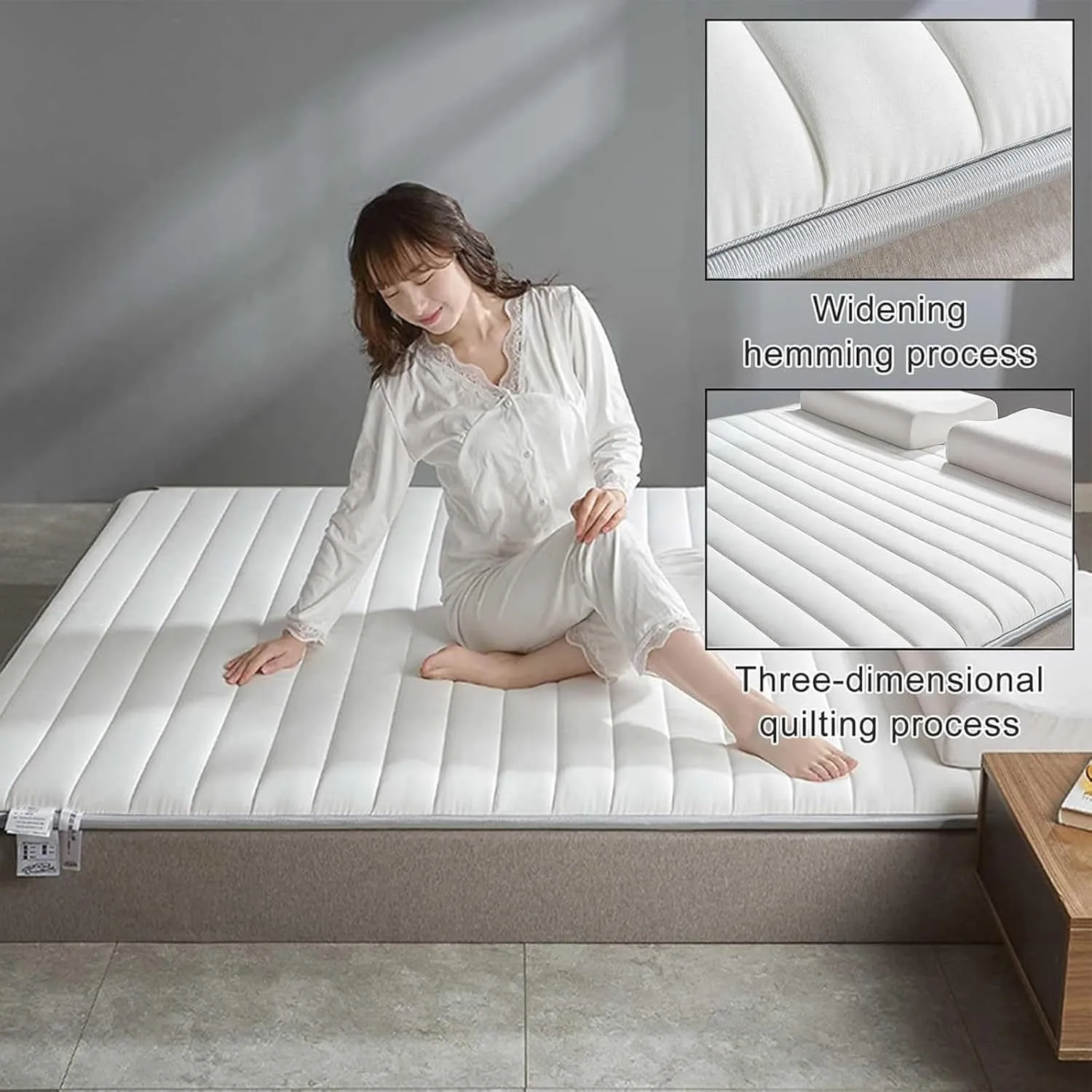Portable Foldable Natural Latex Futon Mattress, Japanese Floor Futon Mattress, Comfortable Sleeping, for Sofa Lounger Couch Guest Dormitory(Gray,150x200cm)