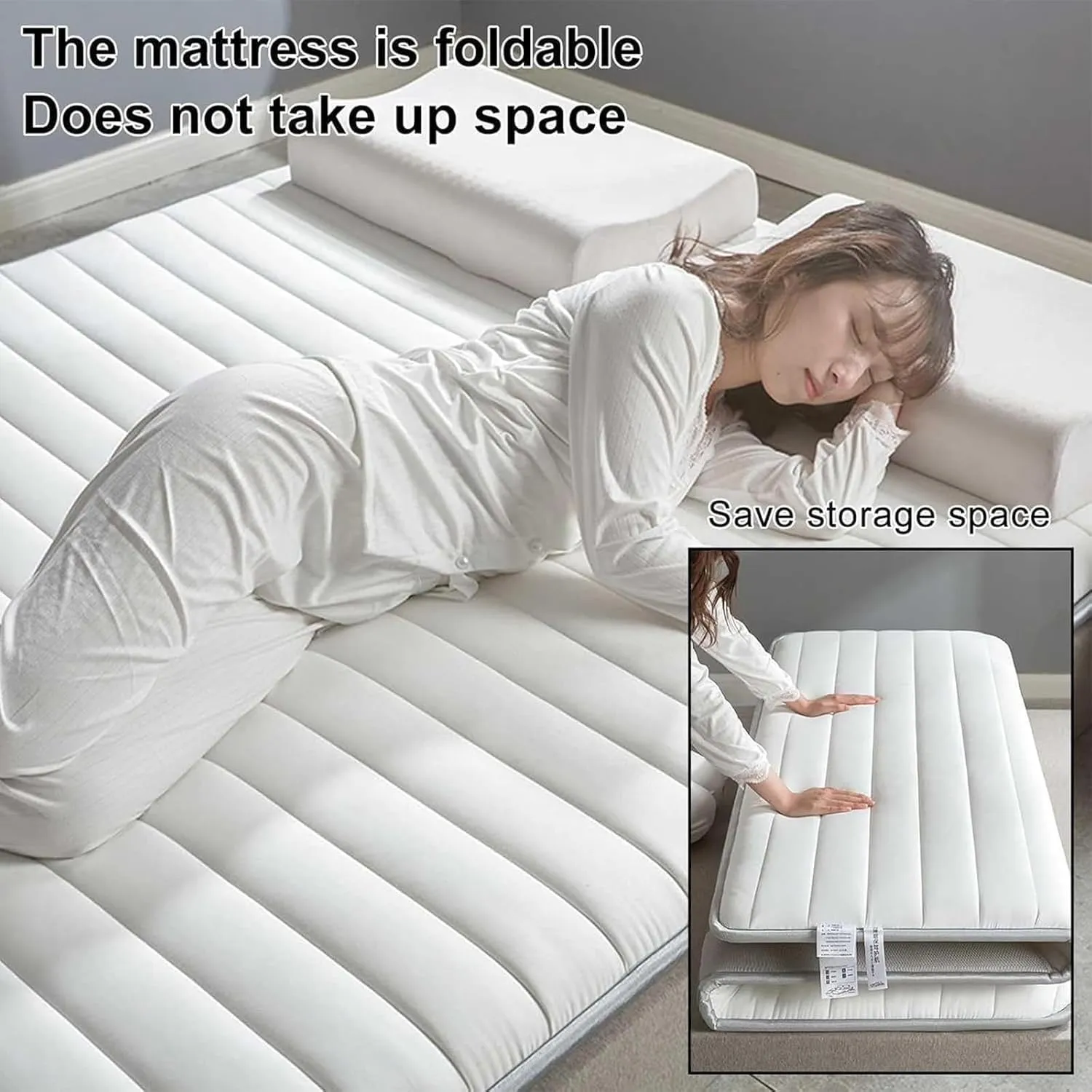 Portable Foldable Natural Latex Futon Mattress, Japanese Floor Futon Mattress, Comfortable Sleeping, for Sofa Lounger Couch Guest Dormitory(Gray,150x200cm)