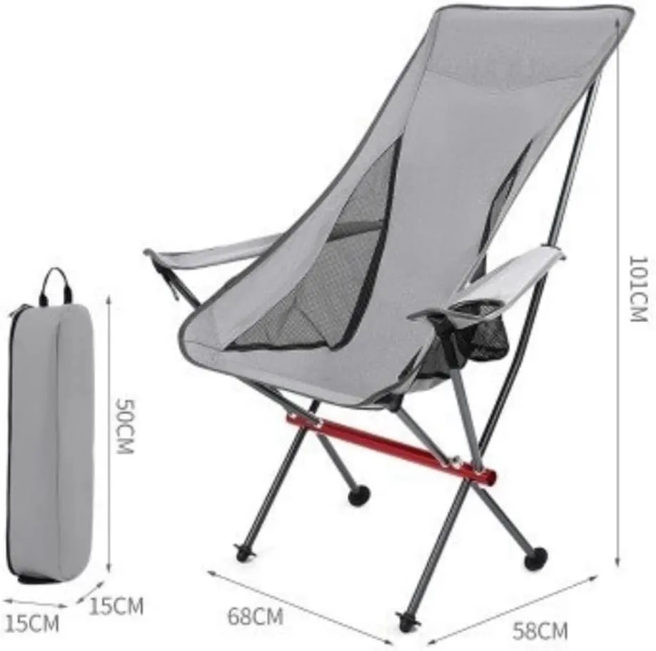 Portable Folding Chair Camping Chair Outdoor Camping High Back Chair Portable Ultralight Seat Backpacking Chair with Soft Armrests for Hiking Foldable Chair Folding Camping Chair