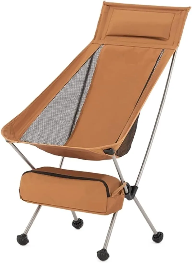 Portable Folding Chair Ultralight Backpack Camping Chair Travel Hiking Foldable Portable Outdoor Beach Backpack Seat, Breathable Double-Sided Mesh Adjustable Folding Chair(Orange,46*44*103cm)