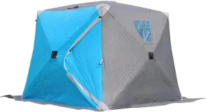 Portable Ice Shelter Pop-up Ice Fishing Tent Shanty 3-4 Person with Bag and Ice Anchors Red Thicken Waterproof Cotton Tent, Easy Set-up