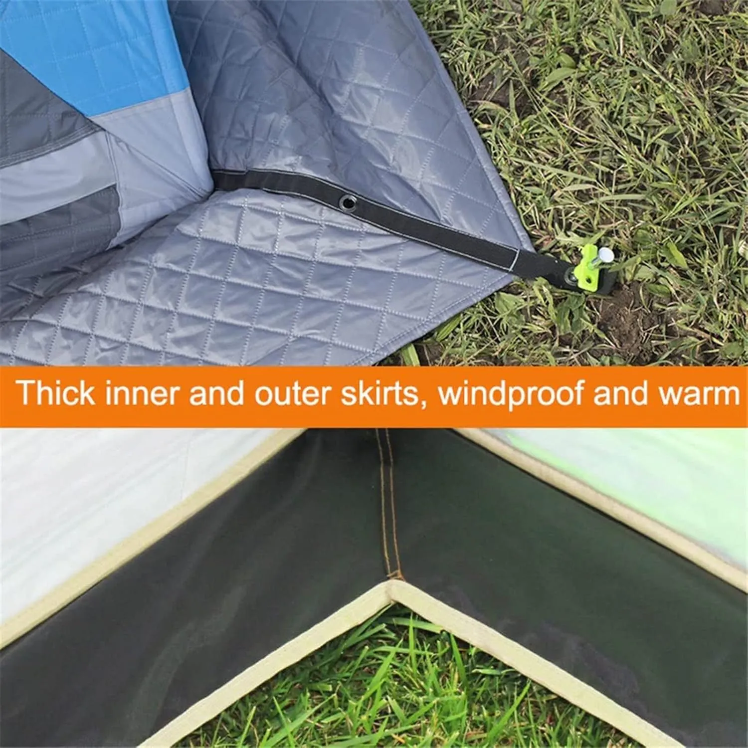 Portable Ice Shelter Pop-up Ice Fishing Tent Shanty 3-4 Person with Bag and Ice Anchors Red Thicken Waterproof Cotton Tent, Easy Set-up