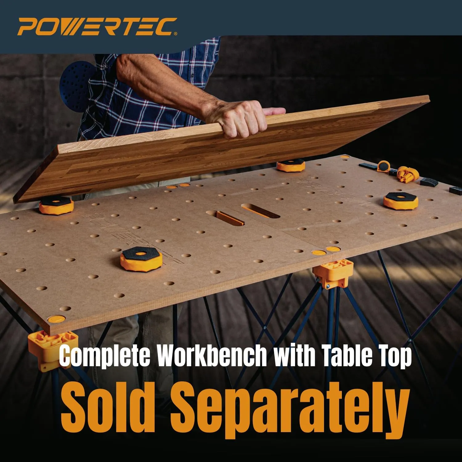 POWERTEC Arachni Flex Portable Workbench 4x6ft Collapsible Workstand - Heavy Duty Folding Work Table Base, 4500 lbs Capacity 36 Inch Work Height, No Assembly Mobile Work Station w/Carry Strap (71929)